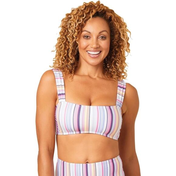 Splendid La Paz Striped Bandeau Square Neck Multicolor Bikini Swimsuit Top Large - Picture 1 of 6